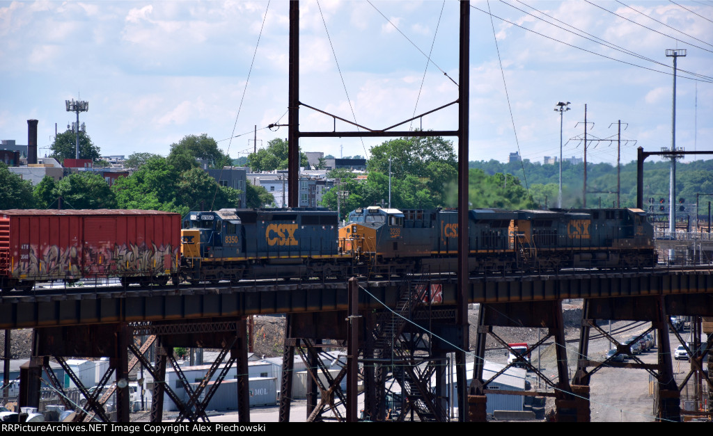 CSX 587, 3239, 8350 M404 over the highline